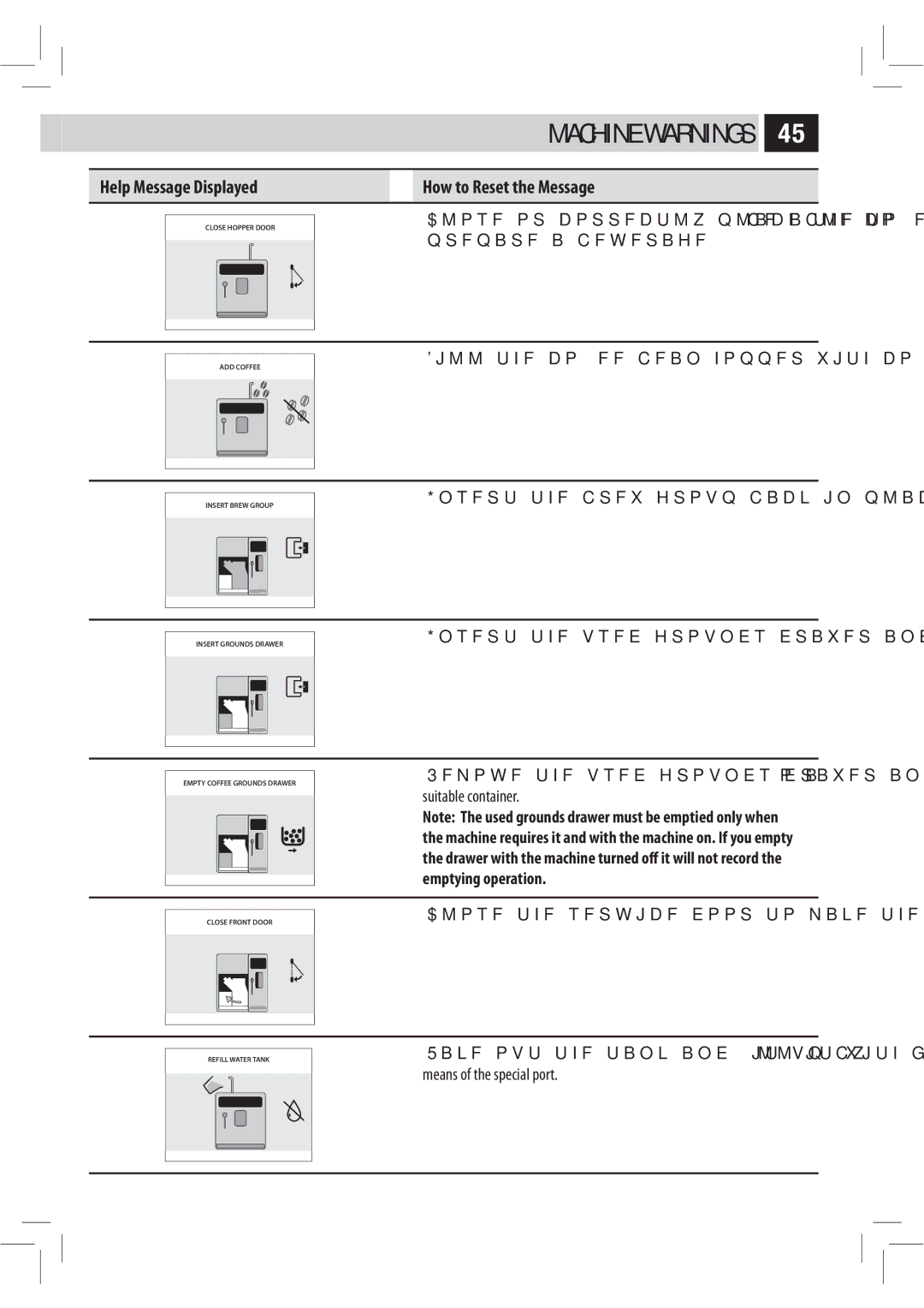 Philips HD8943, HD8944 Machine Warnings, JMMUIFDPòFFCFBOIPQQFSXJUIDPòFFCFBOT, OtfsuUifCsfxHspvqCbdlJoQmbdf 