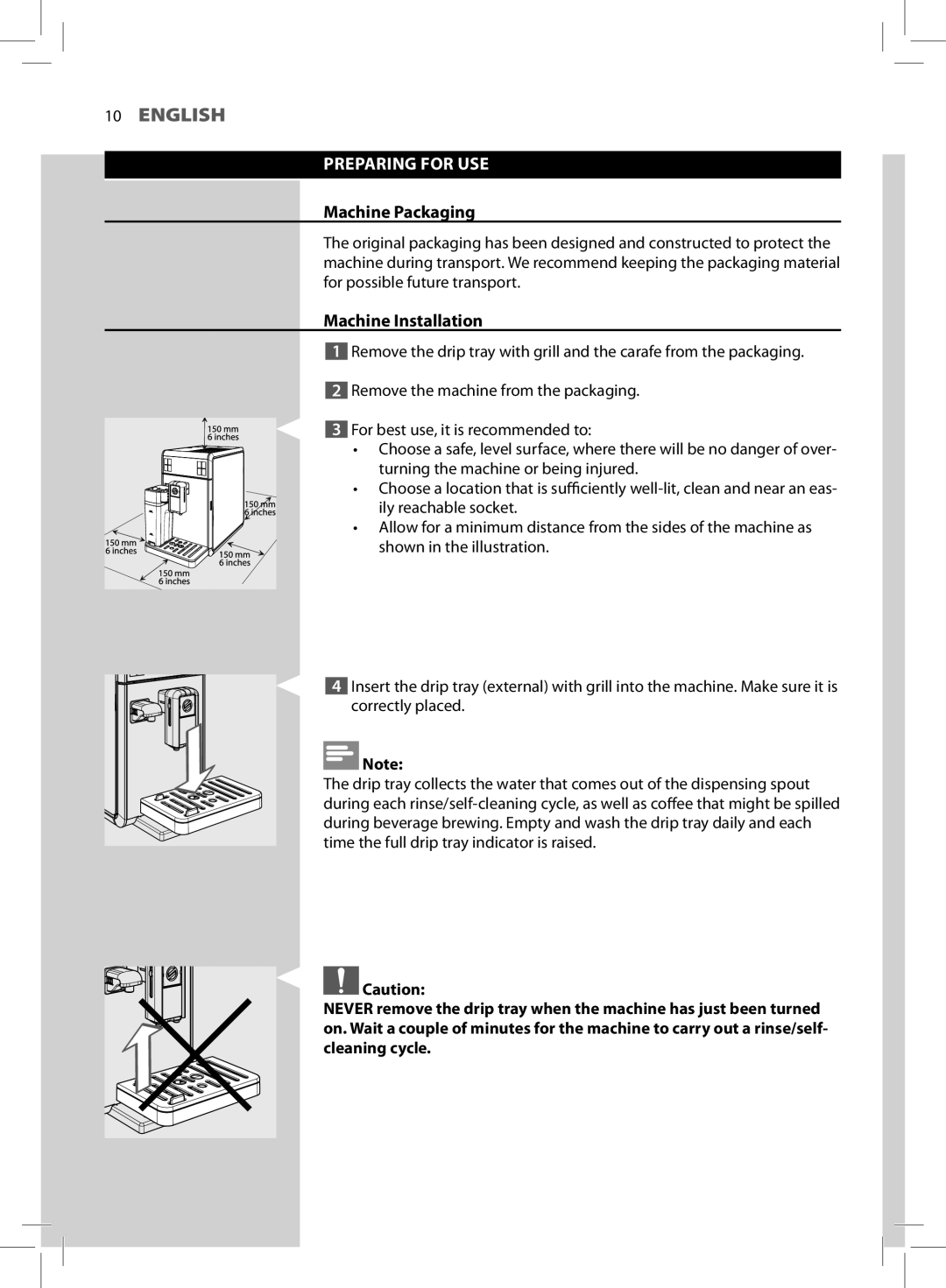 Philips HD8964 user manual Preparing for USE, Machine Packaging, Machine Installation 