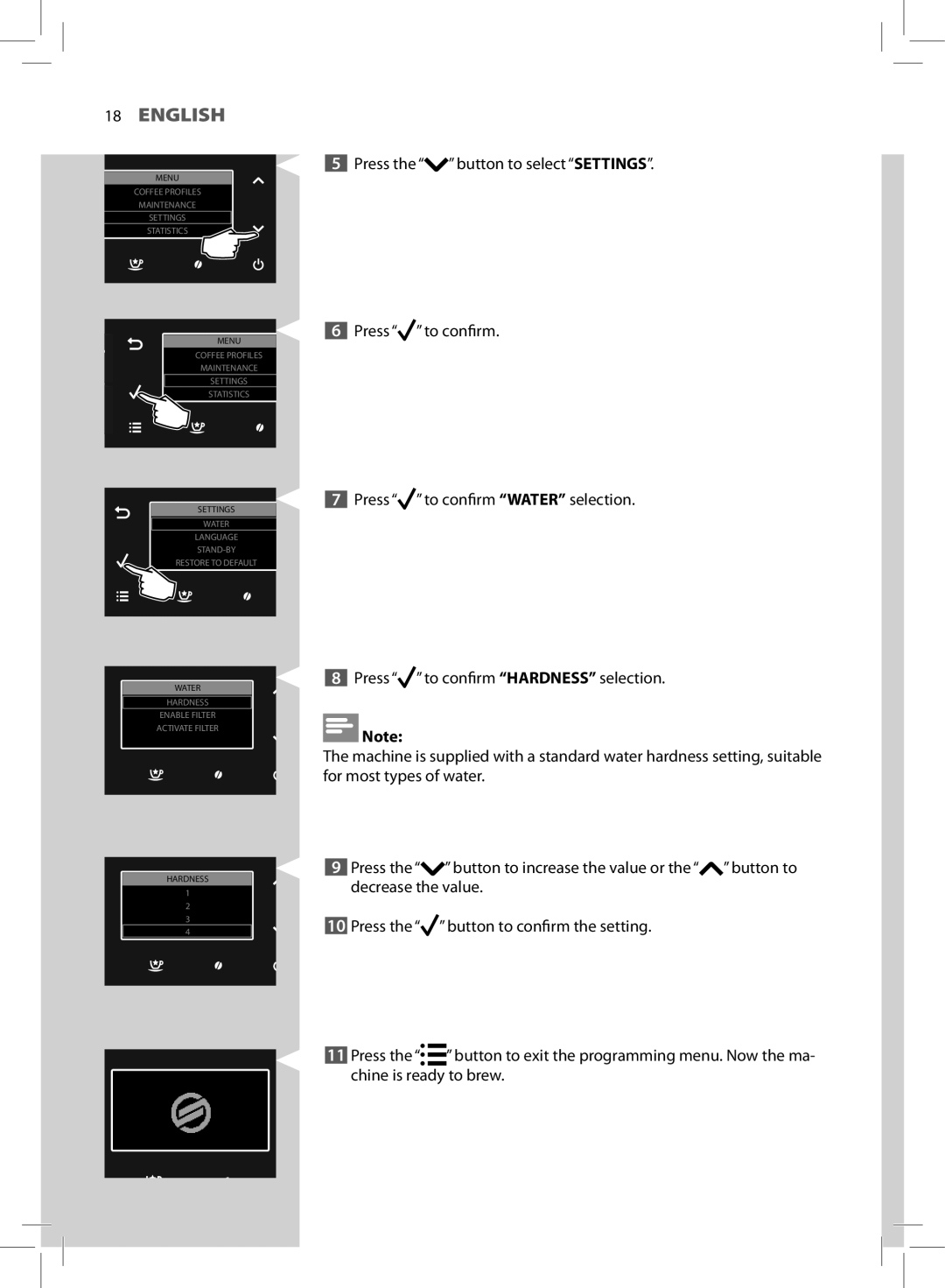 Philips HD8964 user manual Coffee Profiles Maintenance Settings Statistics 