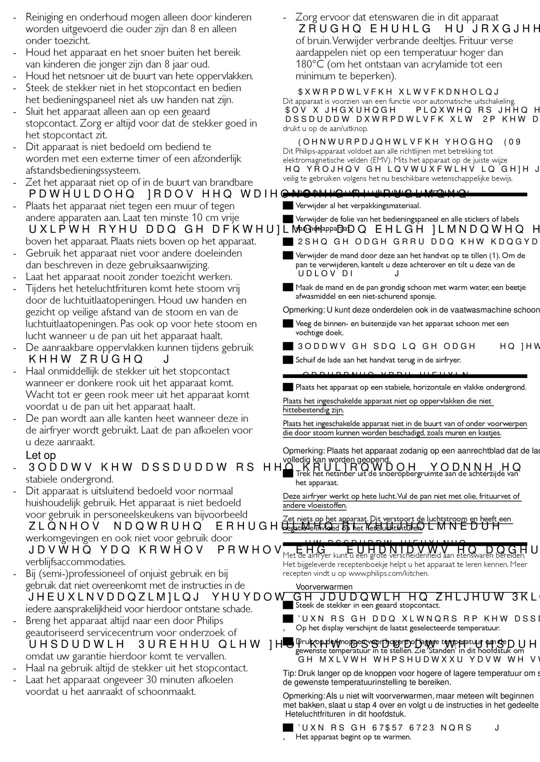 Philips HD9240 user manual Let op 