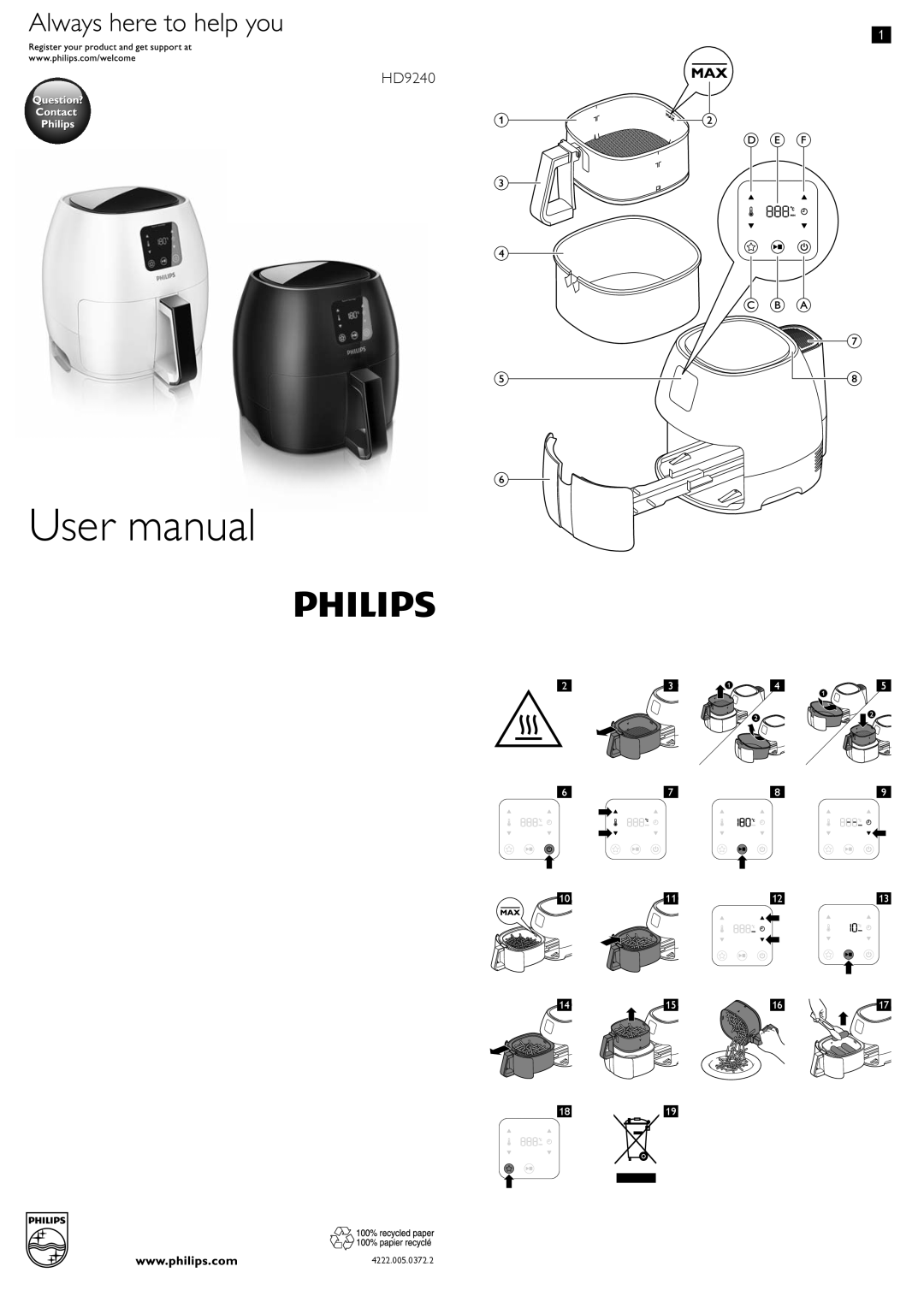 Philips HD9240 user manual User manual, 1819, 4222.005.0372.2 