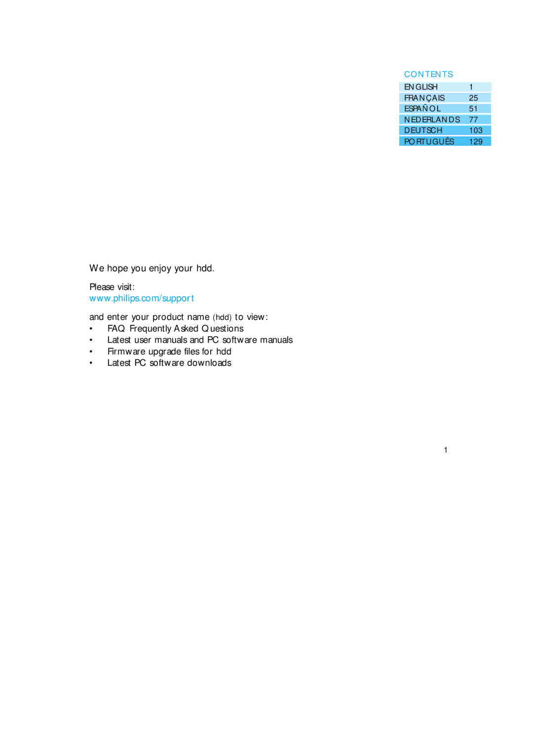 Philips HDD060 user manual Contents 