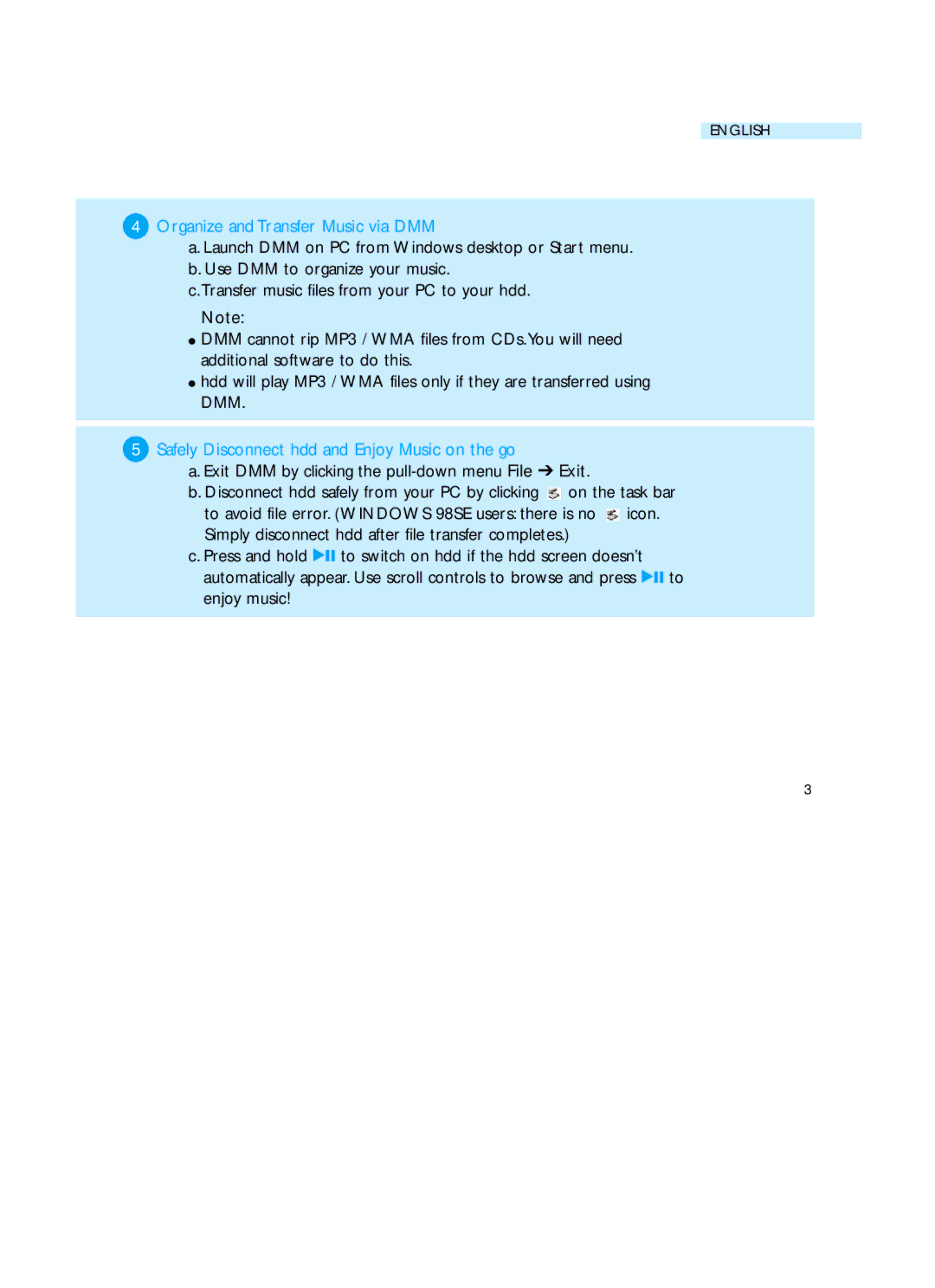 Philips HDD060 user manual Organize and Transfer Music via DMM 