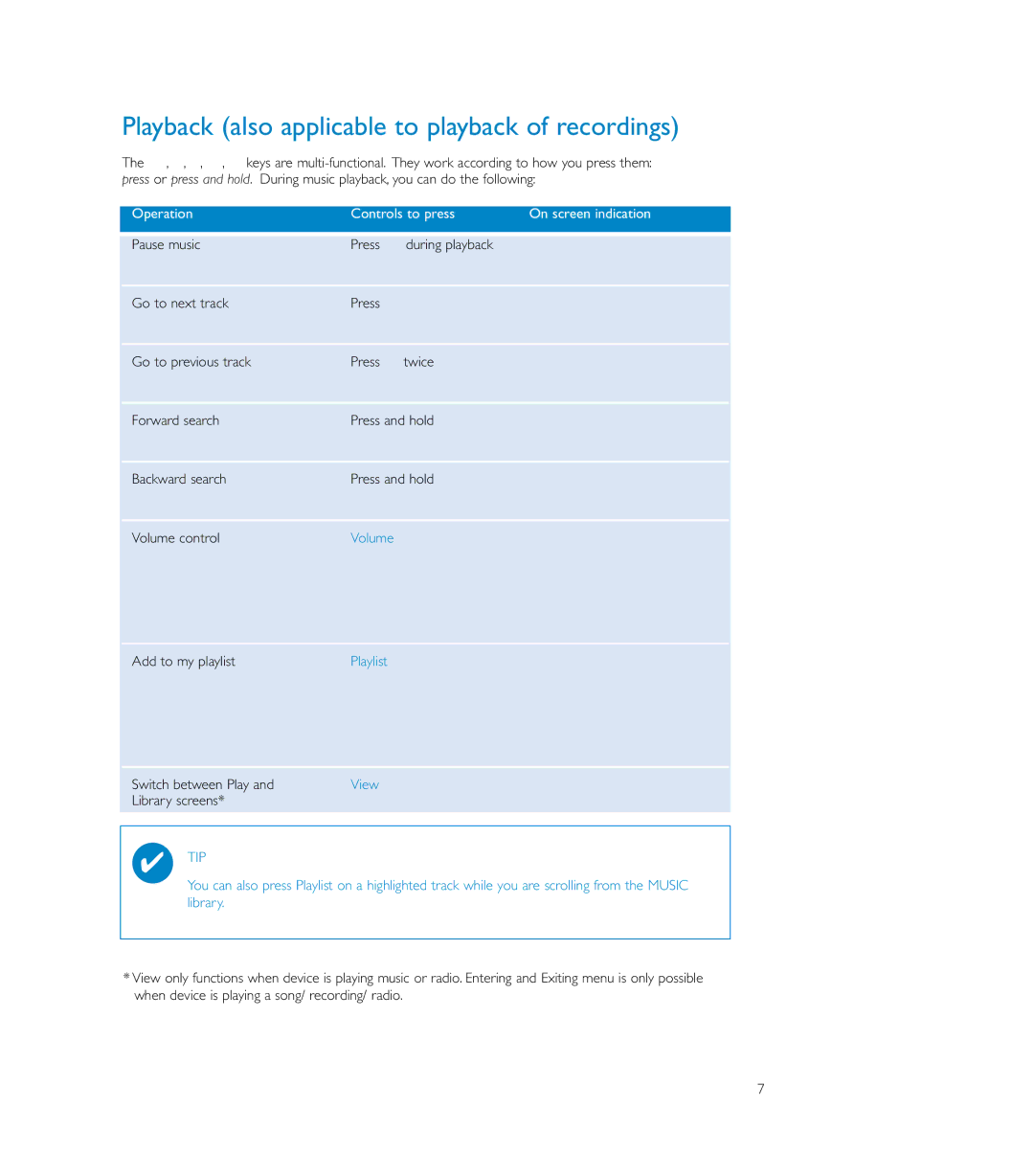 Philips HDD085 user manual Playback also applicable to playback of recordings, Volume + / − Add to my playlist 