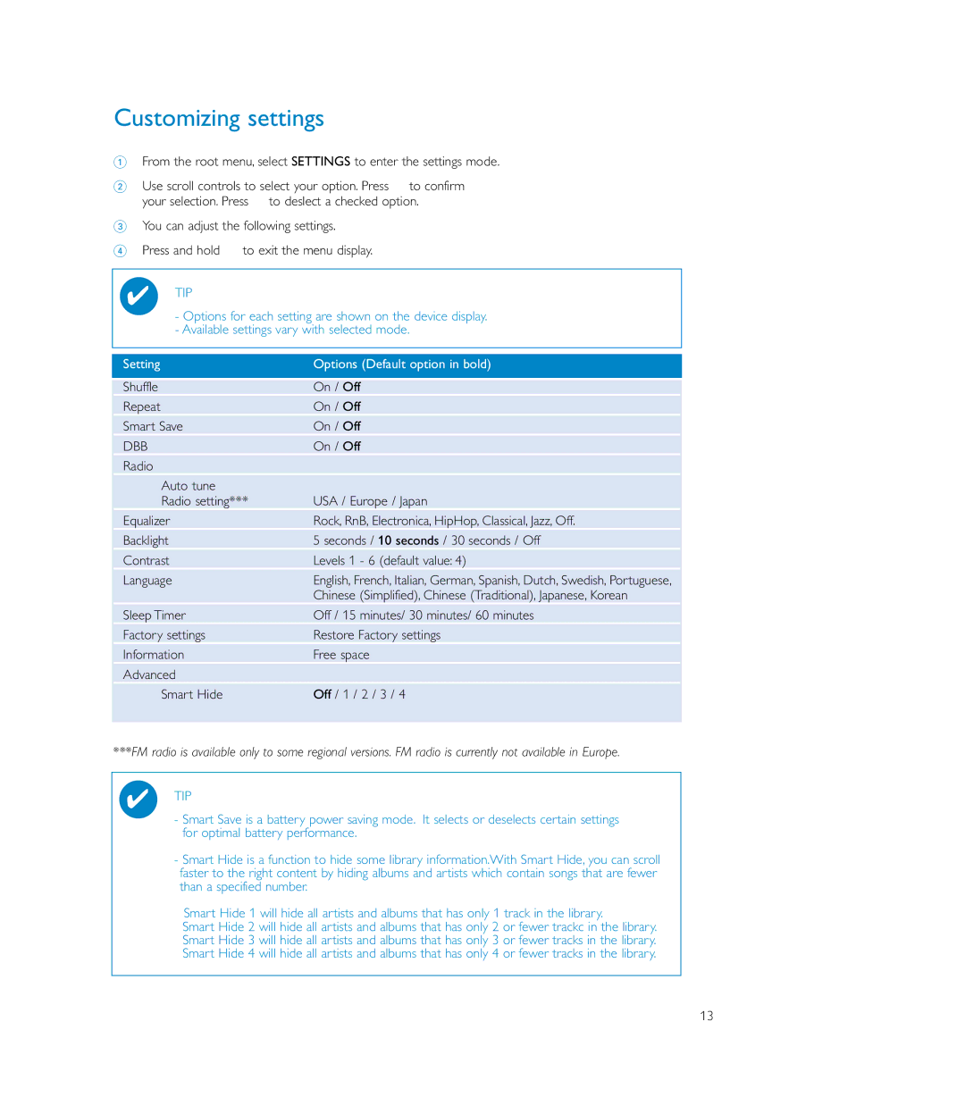 Philips HDD085 user manual Customizing settings, Dbb 