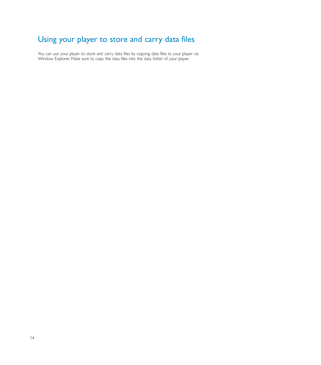 Philips HDD085 user manual Using your player to store and carry data files 