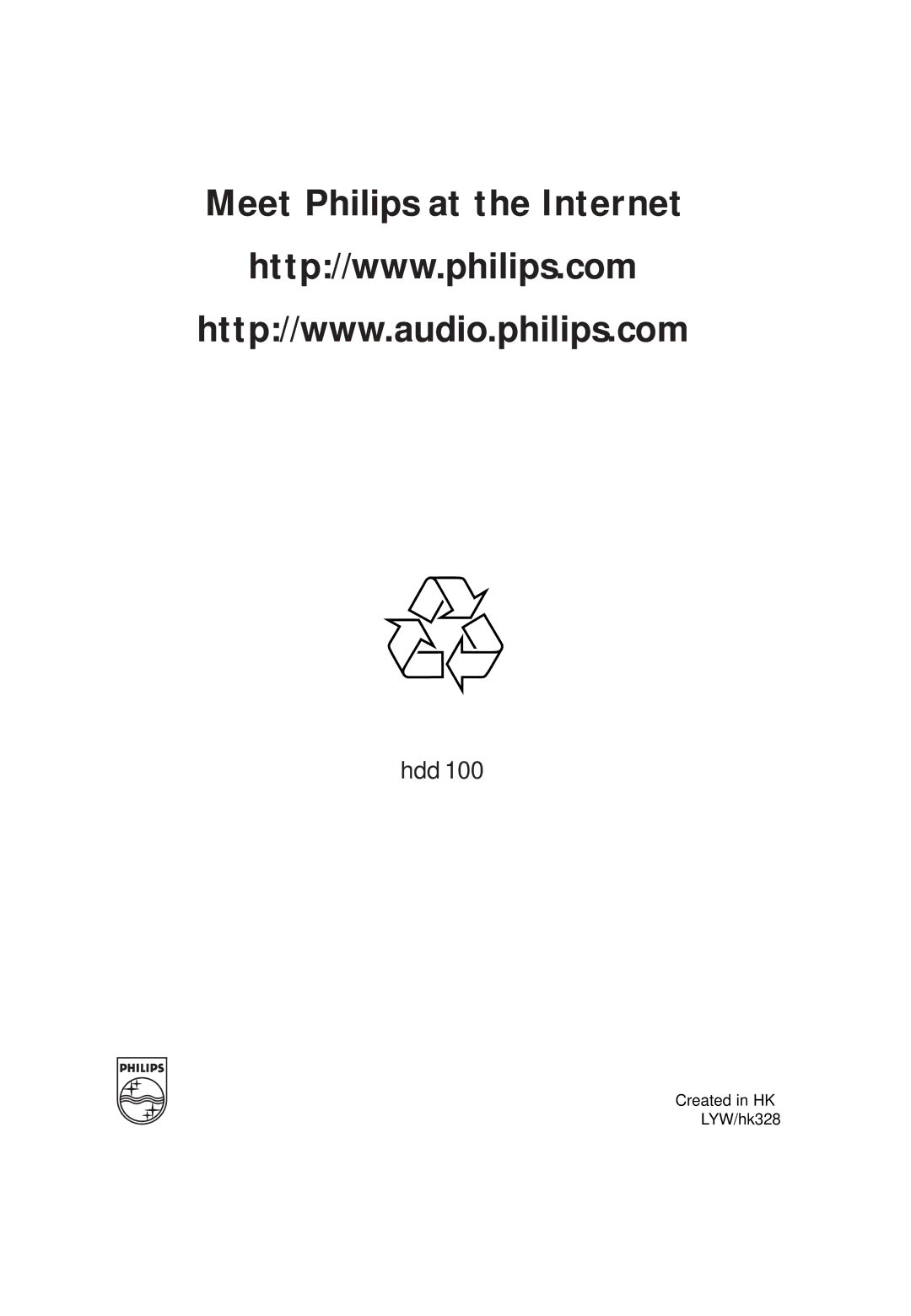 Philips HDD100 user manual Meet Philips at the Internet 