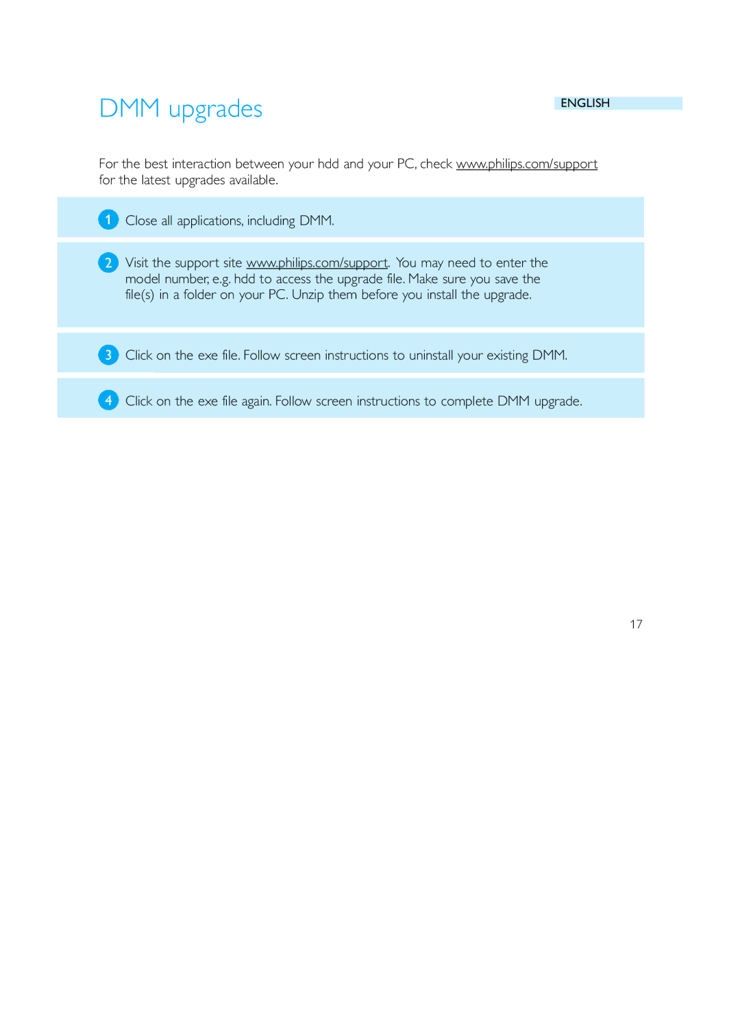 Philips HDD120 user manual DMM upgrades 