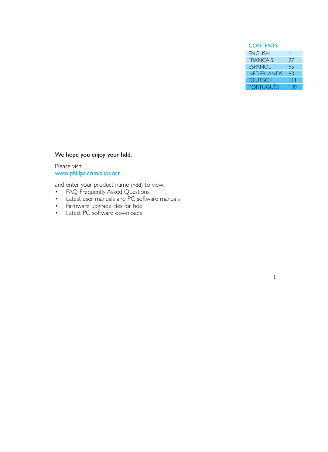 Philips HDD120 user manual Contents 