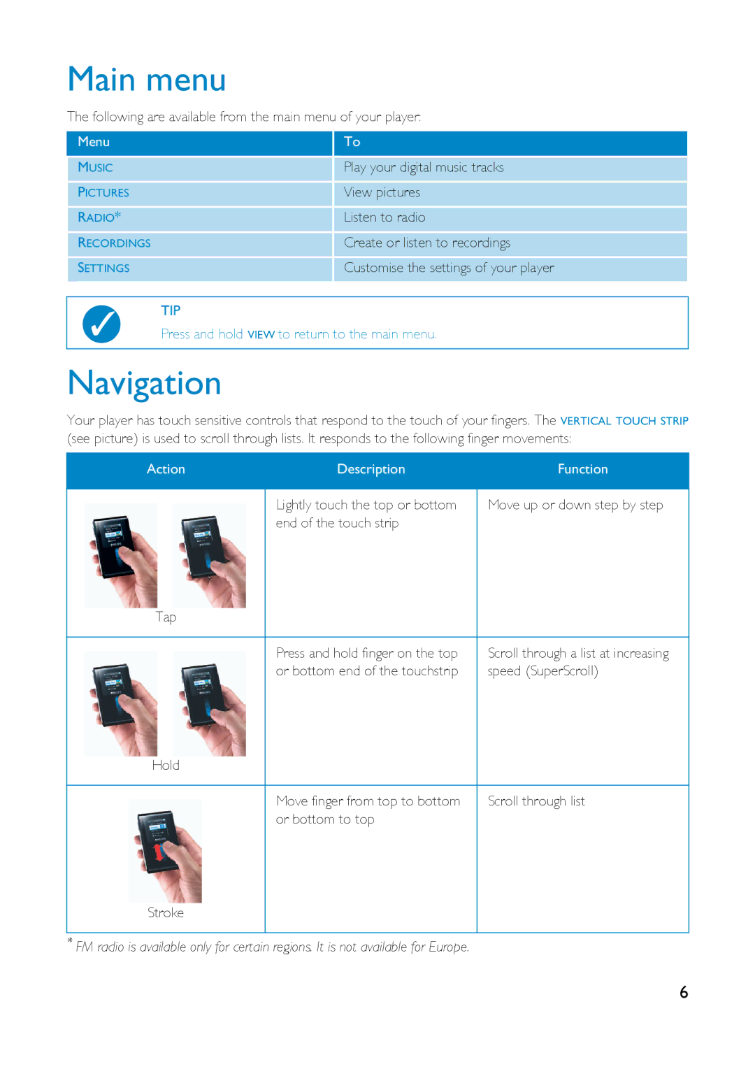 Philips HDD1820, HDD1630, HDD1830, HDD1835, HDD1635, HDD1620, HDD1420, HDD1430 user manual Main menu, Navigation 