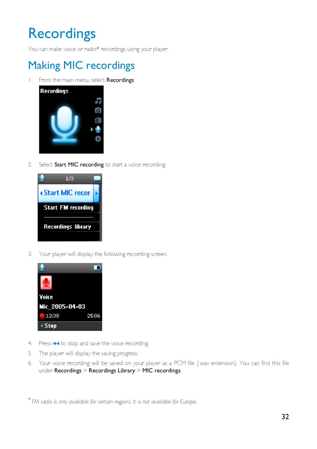 Philips HDD1620, HDD1630, HDD1830, HDD1835, HDD1820, HDD1635, HDD1420, HDD1430 user manual Recordings, Making MIC recordings 