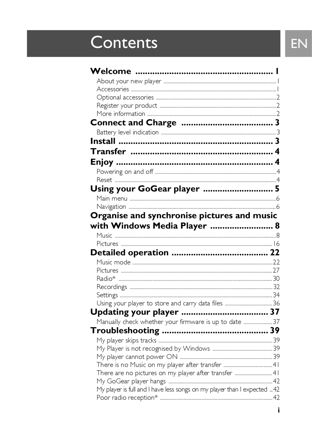 Philips HDD1635, HDD1630, HDD1830, HDD1835, HDD1820, HDD1620, HDD1420, HDD1430 user manual ContentsEN 