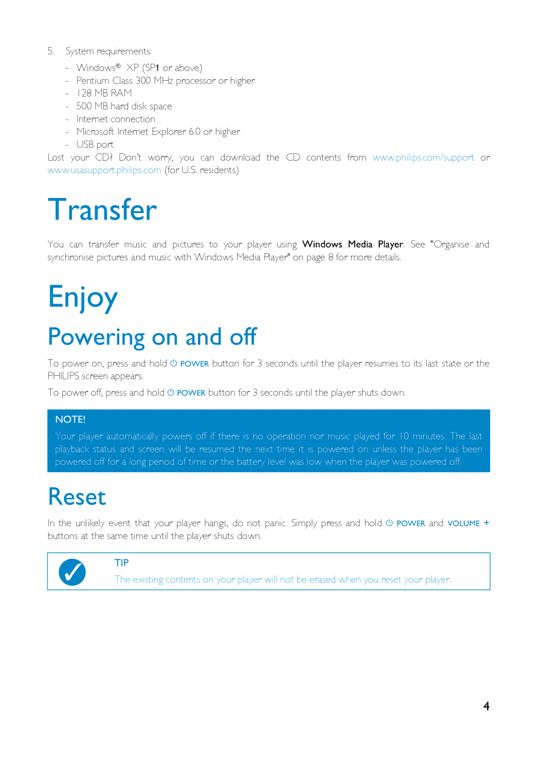 Philips HDD1630, HDD1830, HDD1835, HDD1820, HDD1635, HDD1620, HDD1420, HDD1430 user manual Powering on and off, Reset 