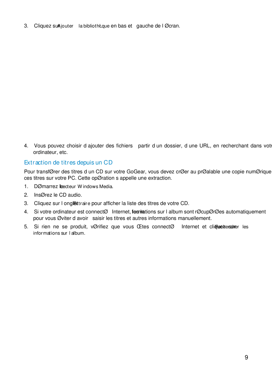 Philips HDD1630, HDD1830 user manual Extraction de titres depuis un CD 