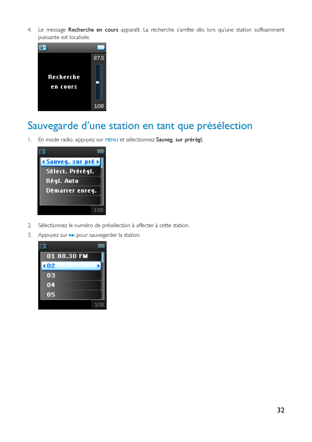 Philips HDD1830, HDD1630 user manual Sauvegarde d’une station en tant que présélection 