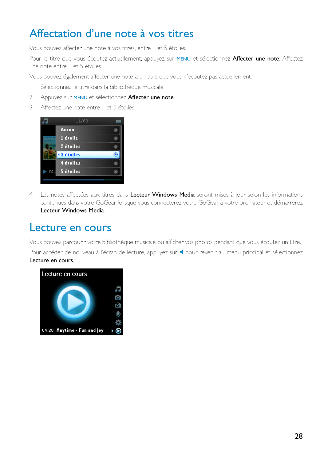 Philips HDD6320, HD6630, HDD6335 user manual Affectation d’une note à vos titres, Lecture en cours 