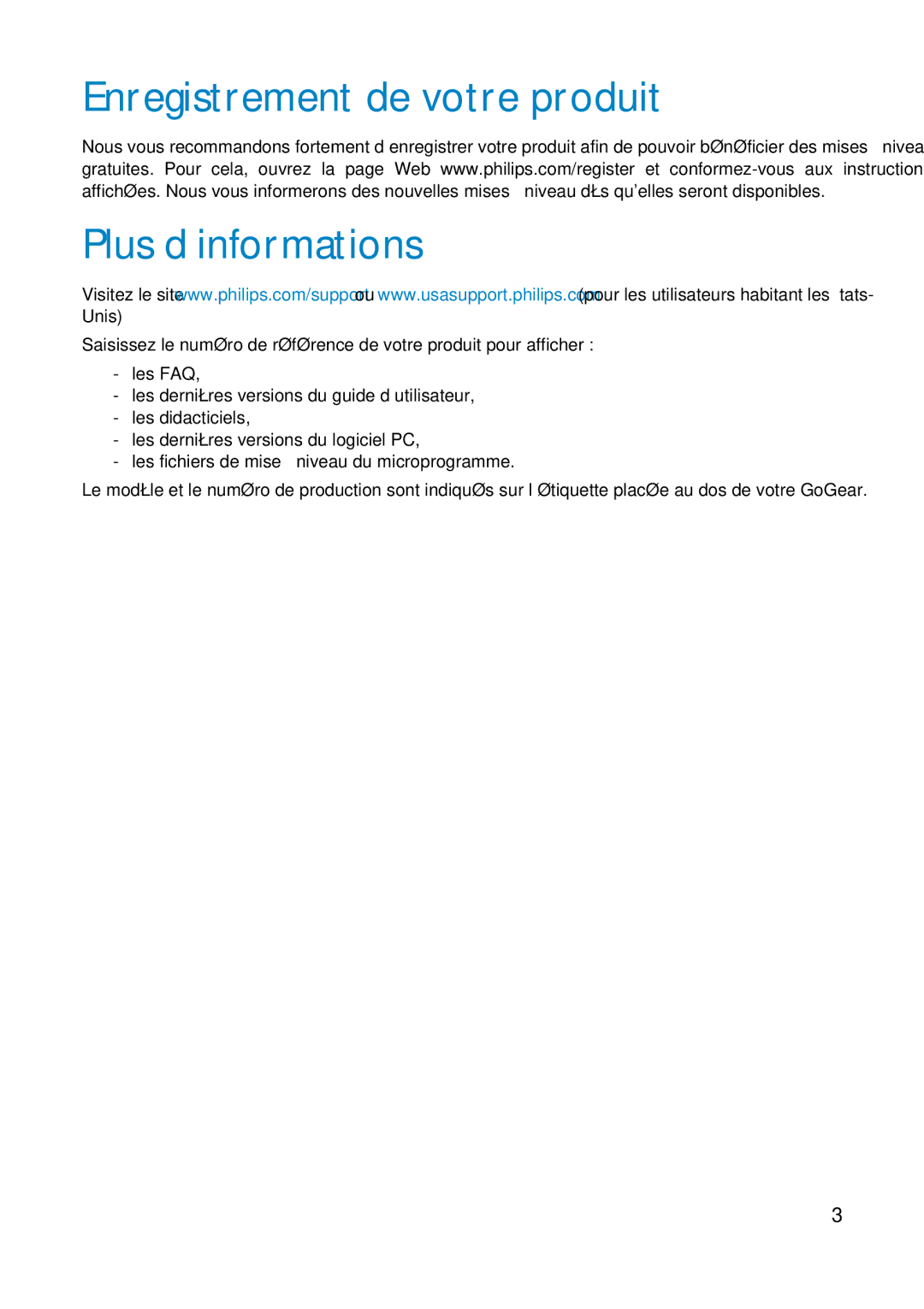 Philips HDD6320, HD6630, HDD6335 user manual Enregistrement de votre produit Plus d’informations 