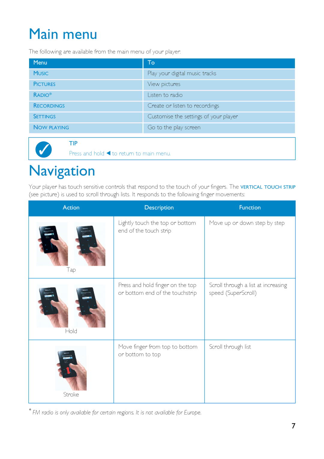 Philips HDD6320 user manual Main menu, Navigation 