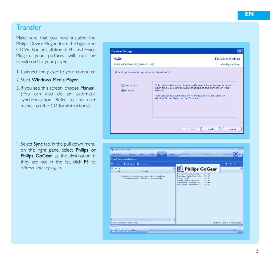 Philips HDD6330 quick start Transfer 