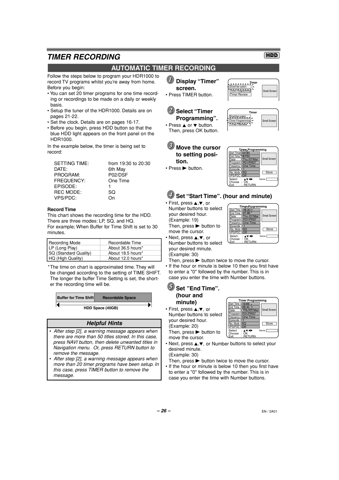 Philips HDR1000/01 specifications Automatic Timer Recording 