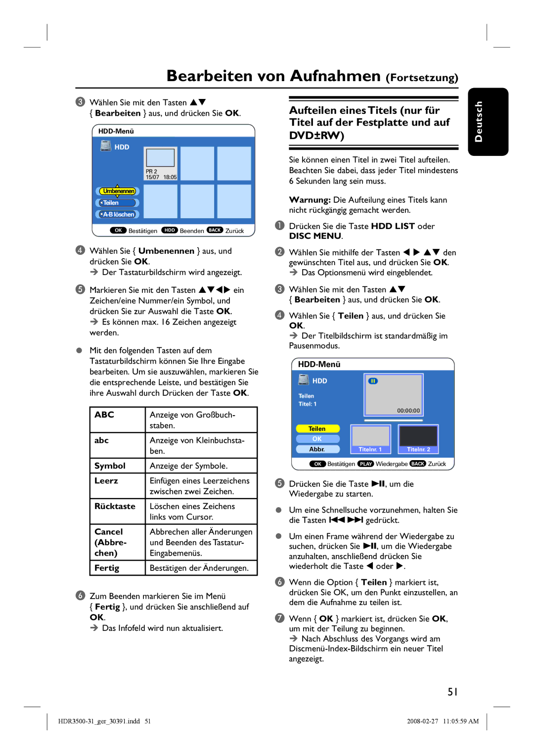 Philips HDR3500 manual Abc 