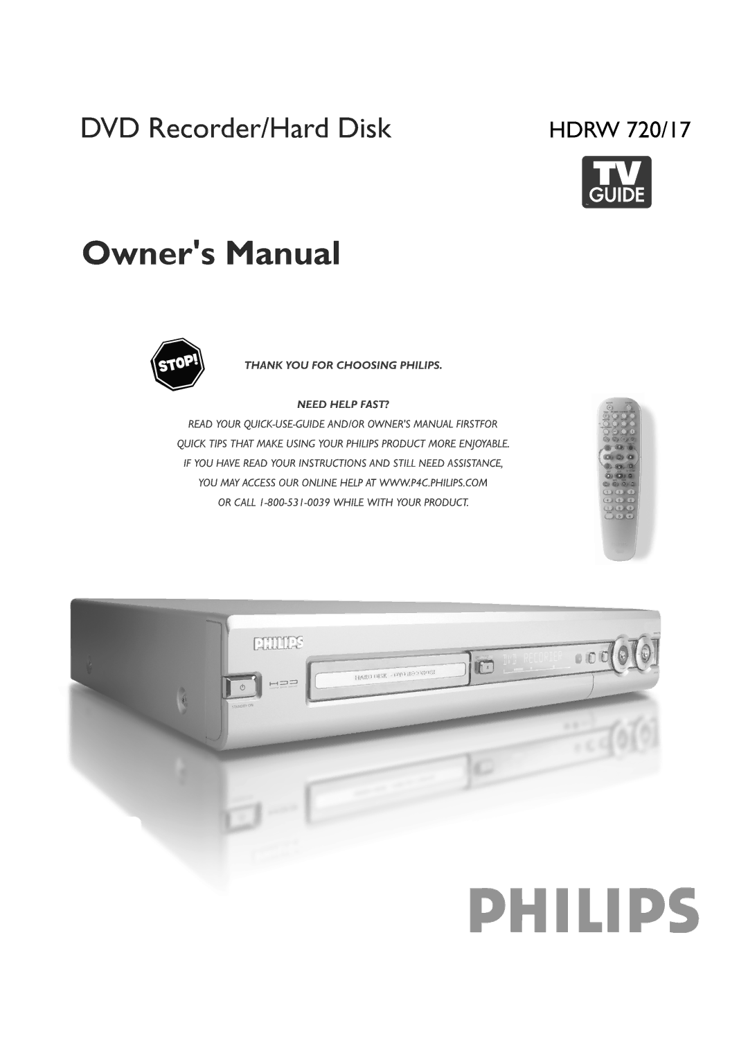 Philips HDRW 720/17 manual 