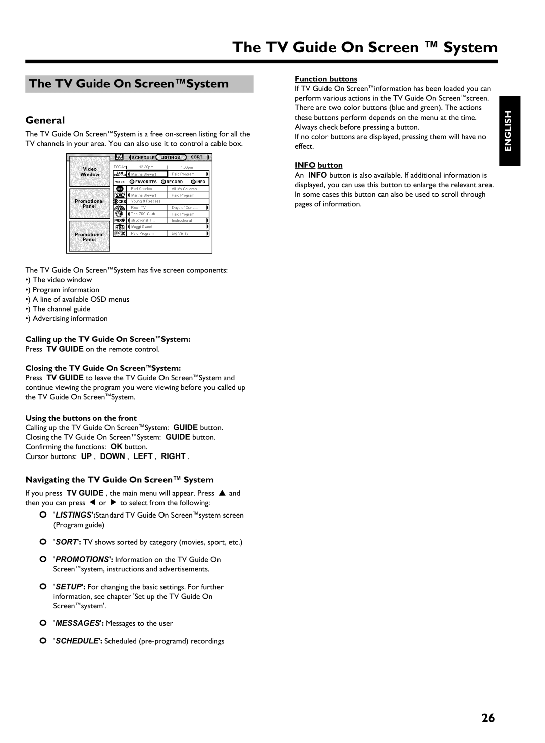 Philips HDRW 720/17 manual TV Guide On ScreenSystem, General, Navigating the TV Guide On Screen System 