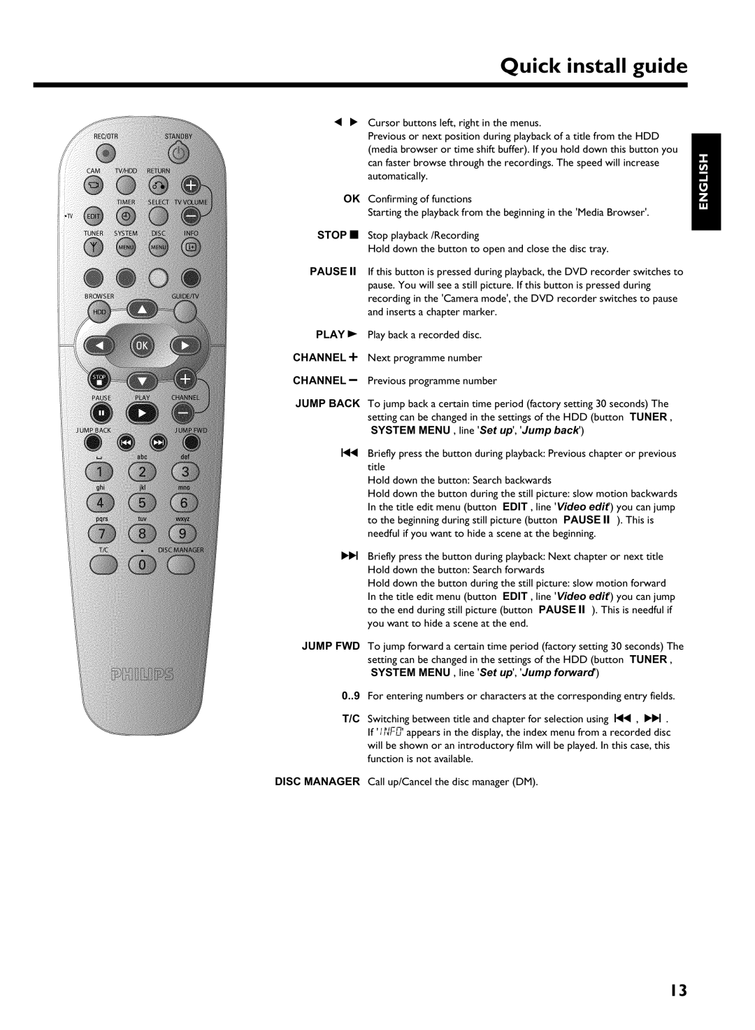 Philips HDRW720/69 user manual Quick install guide 