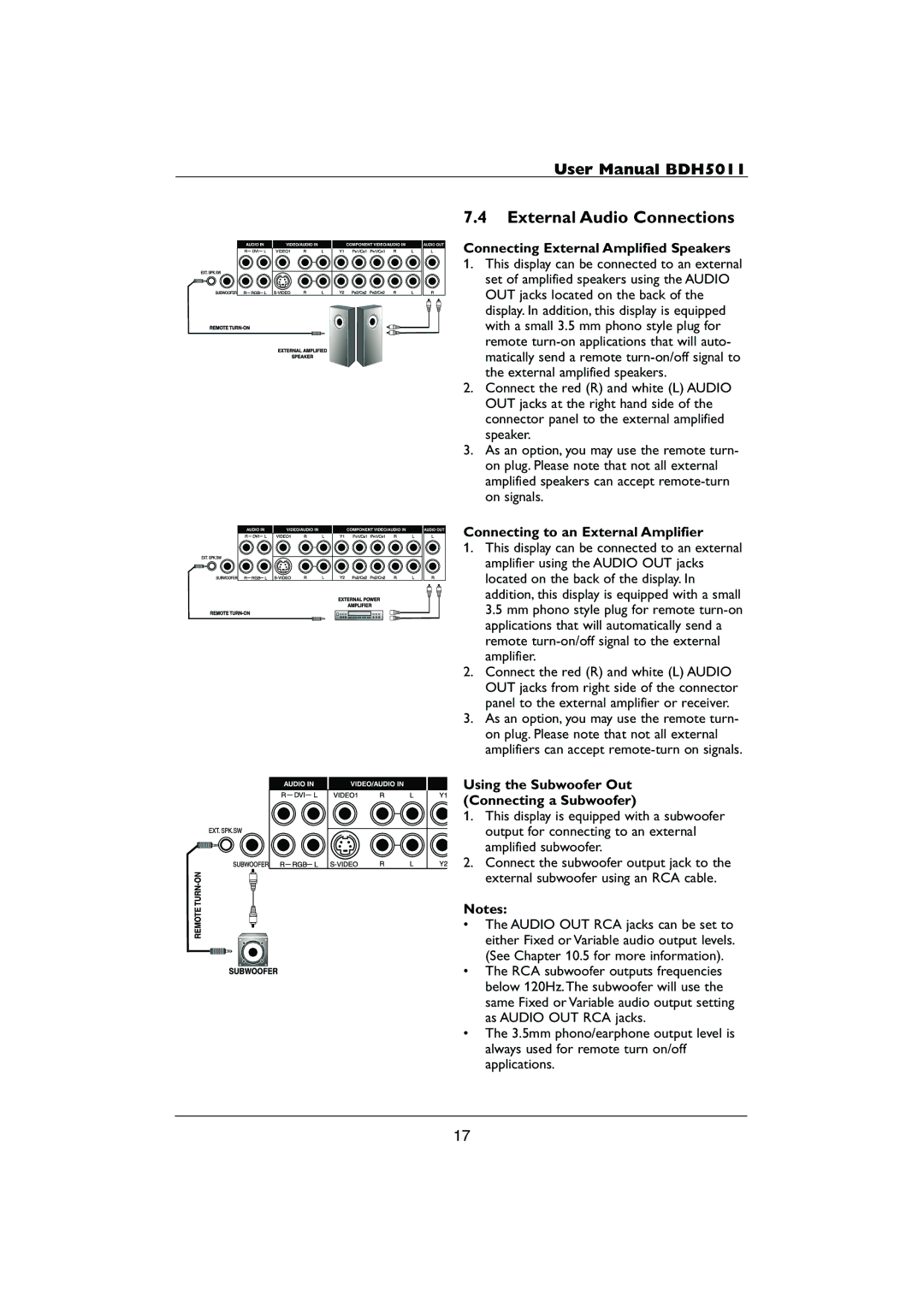 Philips HDTV External Audio Connections, Connecting External Amplified Speakers, Connecting to an External Amplifier 