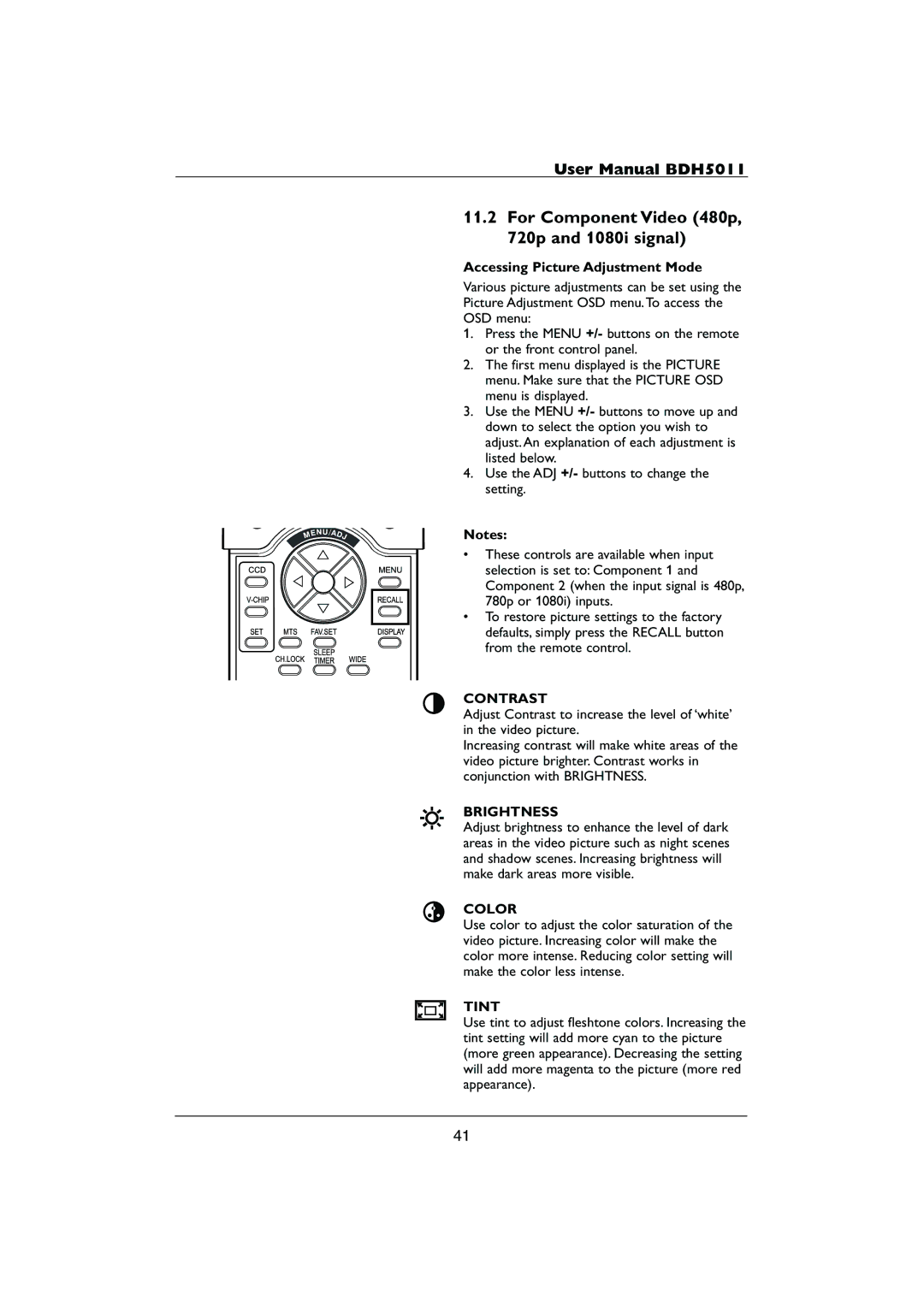 Philips HDTV user manual For Component Video 480p, 720p and 1080i signal 