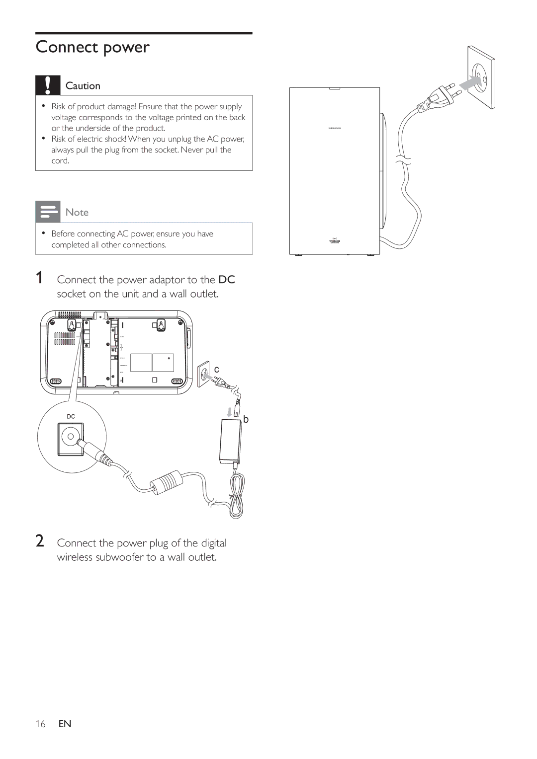 Philips HES4900/98 user manual Connect power 