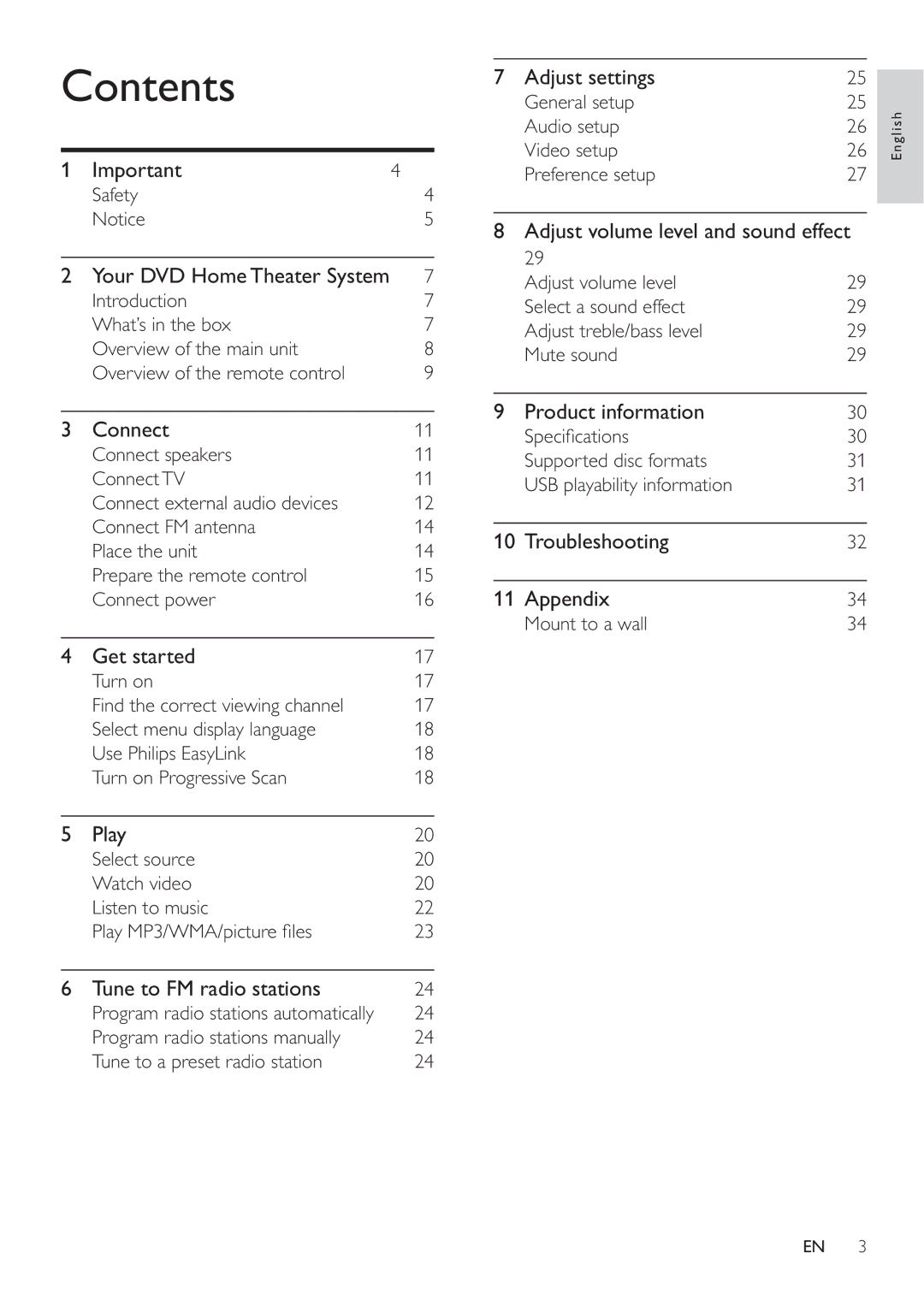 Philips HES4900/98 user manual Contents 