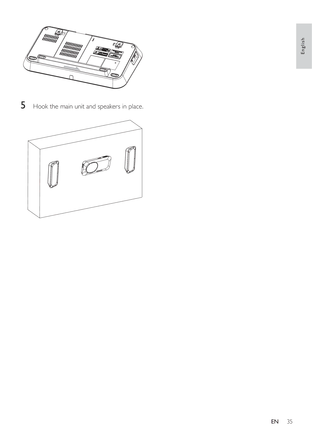 Philips HES4900/98 user manual Hook the main unit and speakers in place 