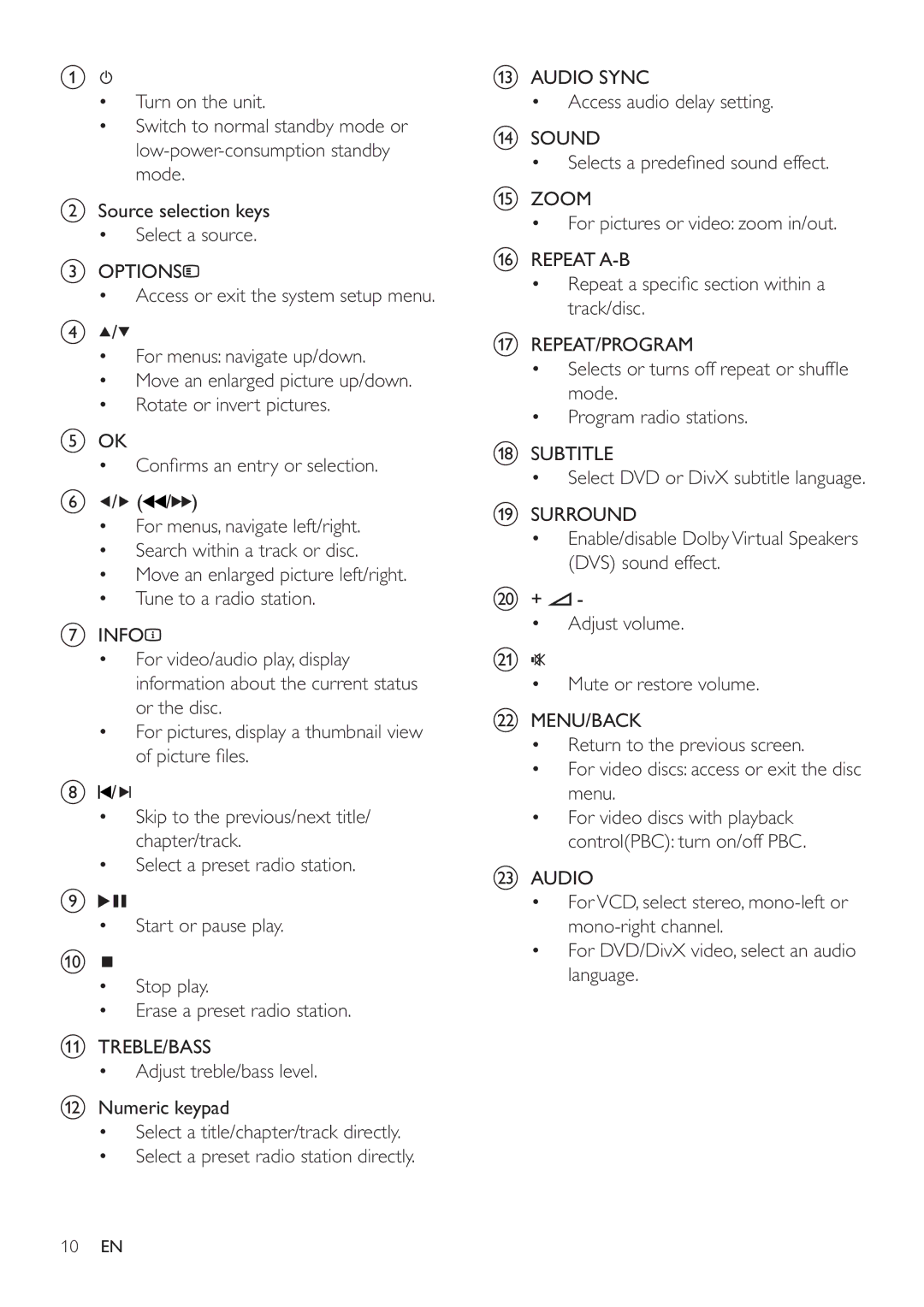 Philips HES4900/98 user manual For video discs with playback controlPBC turn on/off PBC 