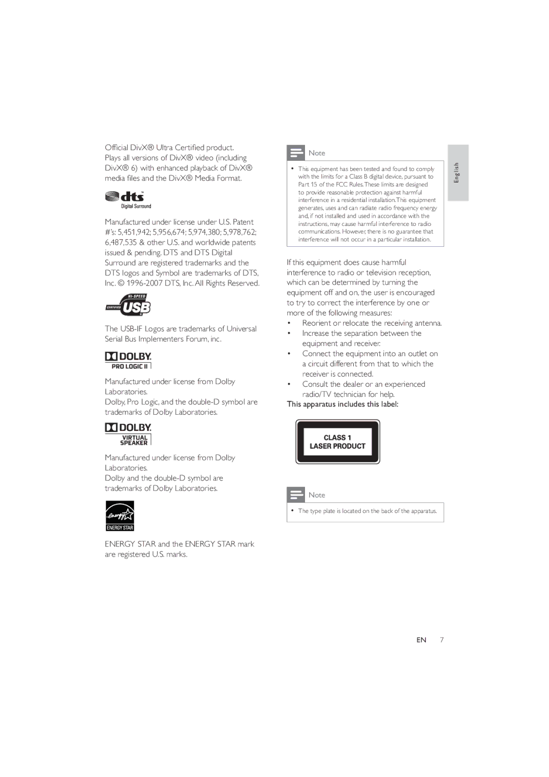 Philips HES4900/12 user manual Manufactured under license from Dolby Laboratories, HtxlsphqwDqgUhfhlyhu 