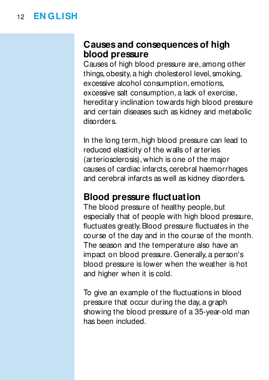 Philips HF321, HF319 manual Causes and consequences of high blood pressure, Blood pressure fluctuation 