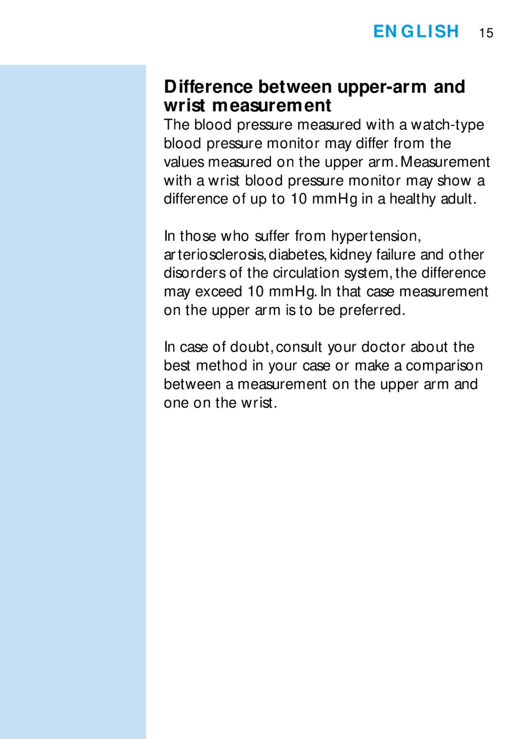 Philips HF321, HF319 manual Difference between upper-arm and wrist measurement 