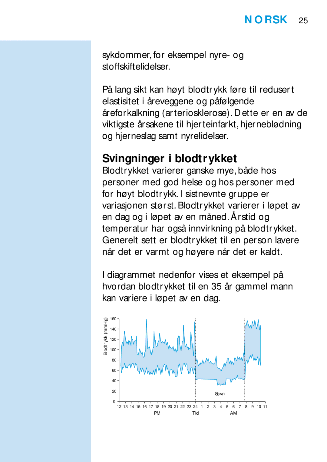 Philips HF319, HF321 manual Svingninger i blodtrykket, Sykdommer, for eksempel nyre- og stoffskiftelidelser 