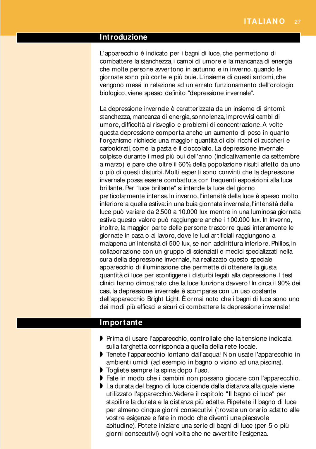 Philips HF3304 manual Introduzione, Importante, Togliete sempre la spina dopo luso 