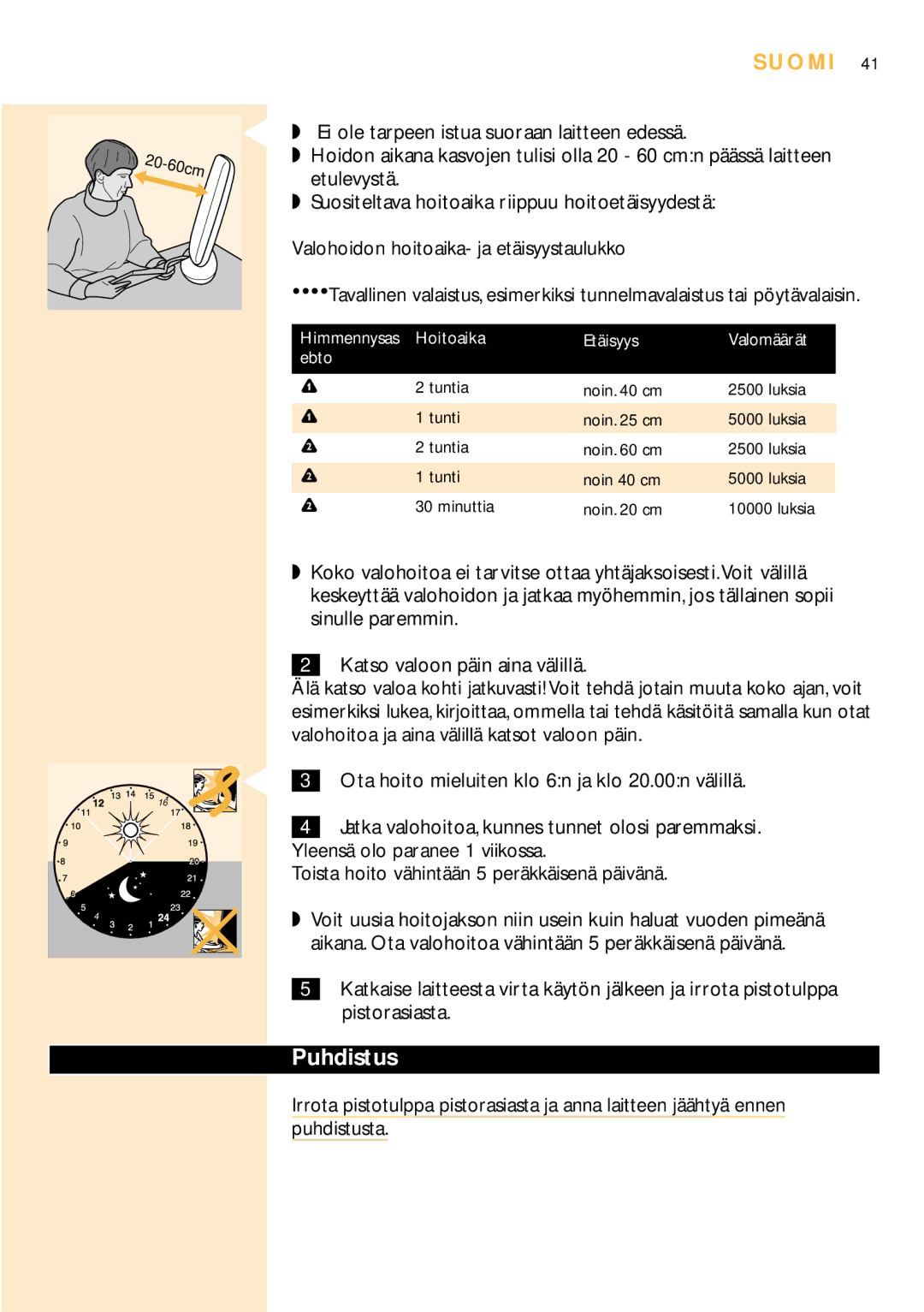 Philips HF3305 manual Puhdistus 