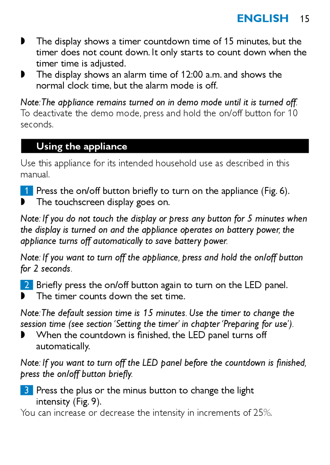 Philips HF3332, HF3331 manual Using the appliance 