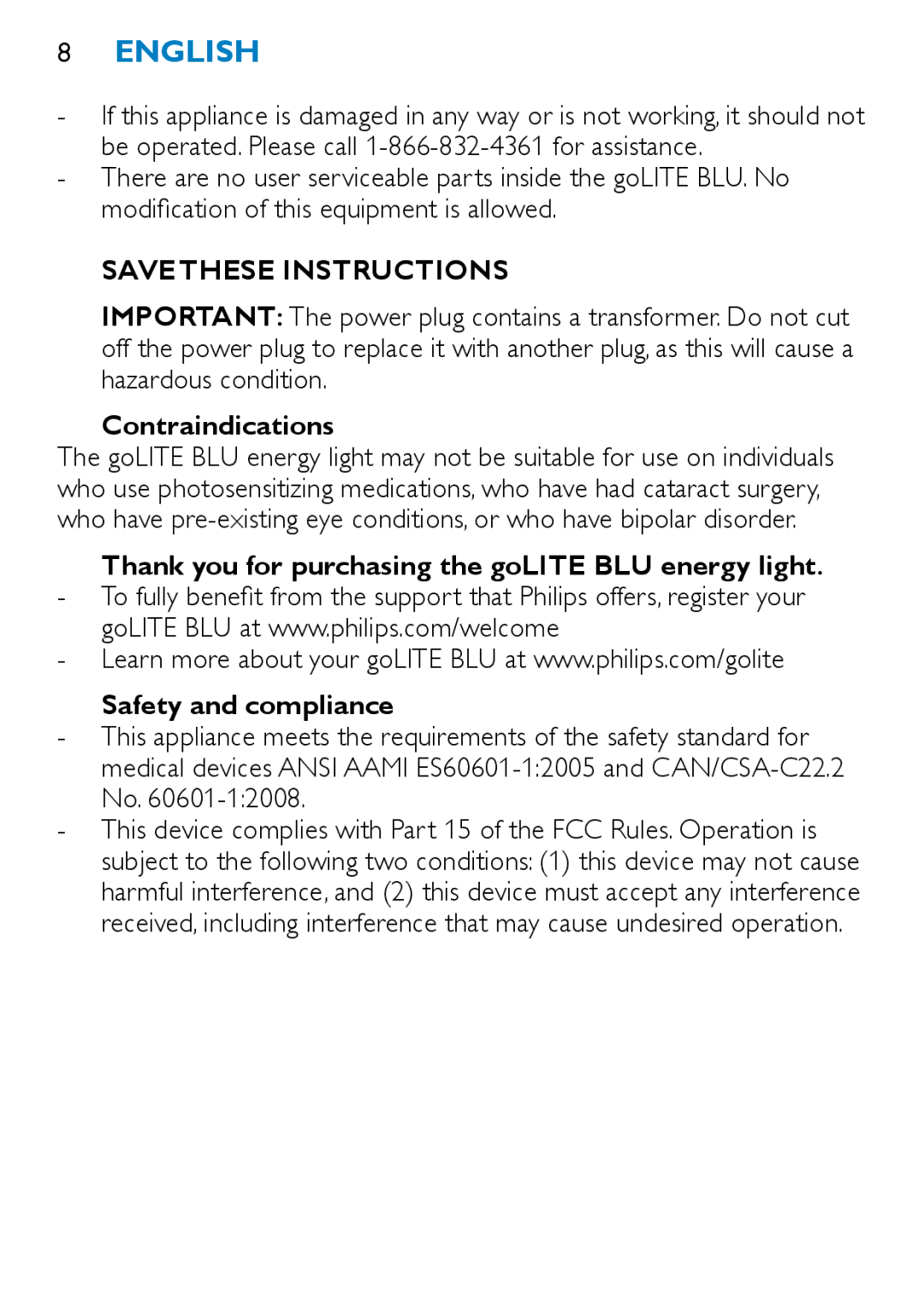 Philips HF3331, HF3332 manual Contraindications, Safety and compliance 