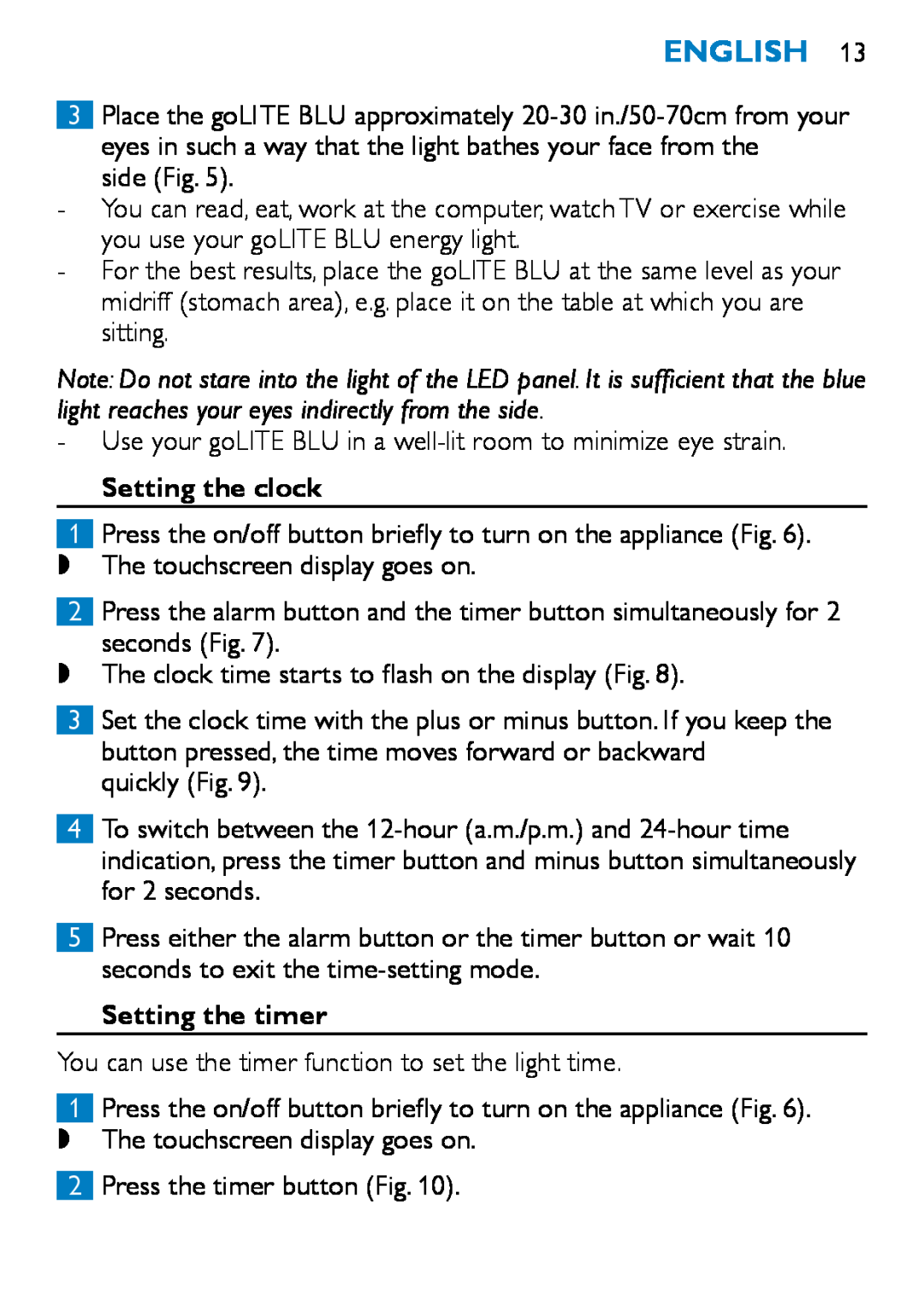 Philips HF3332, HF3331 manual English, Setting the clock, Setting the timer 