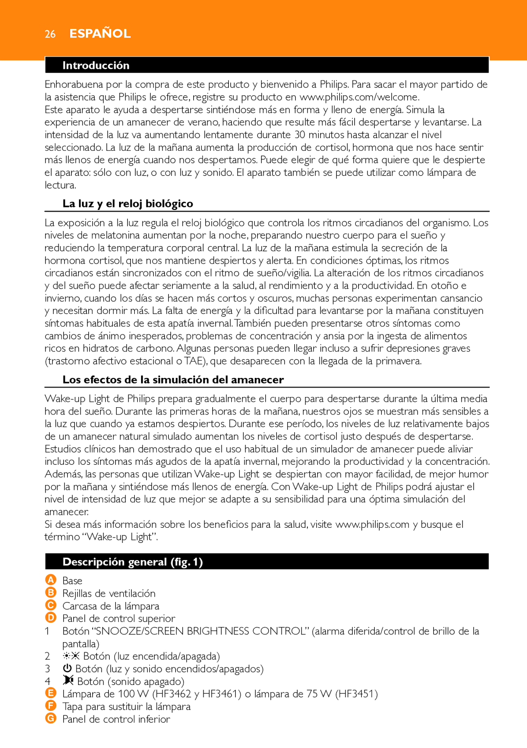 Philips HF3451 manual Introducción, La luz y el reloj biológico, Los efectos de la simulación del amanecer 