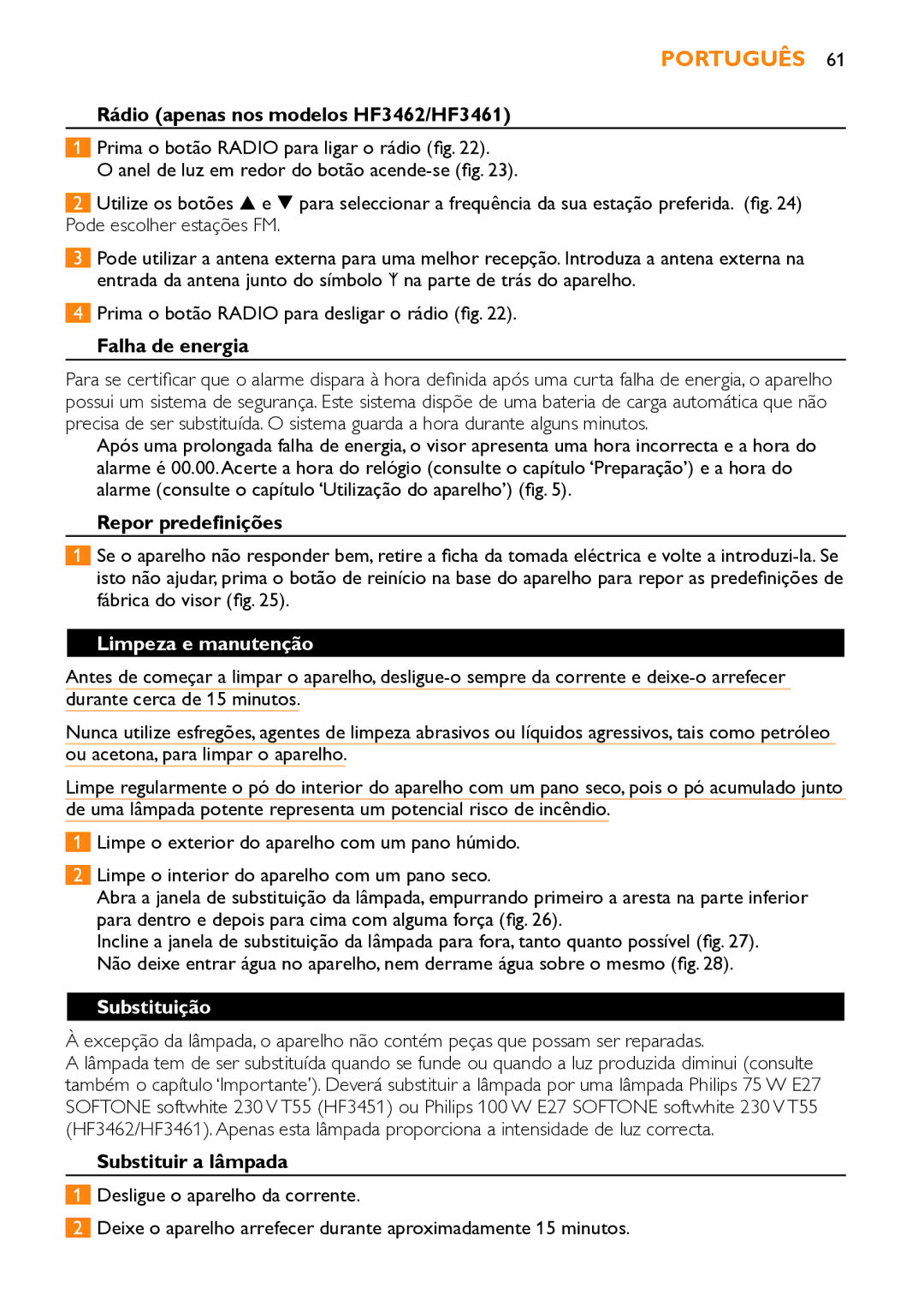 Philips HF3451 manual Limpeza e manutenção, Substituição 