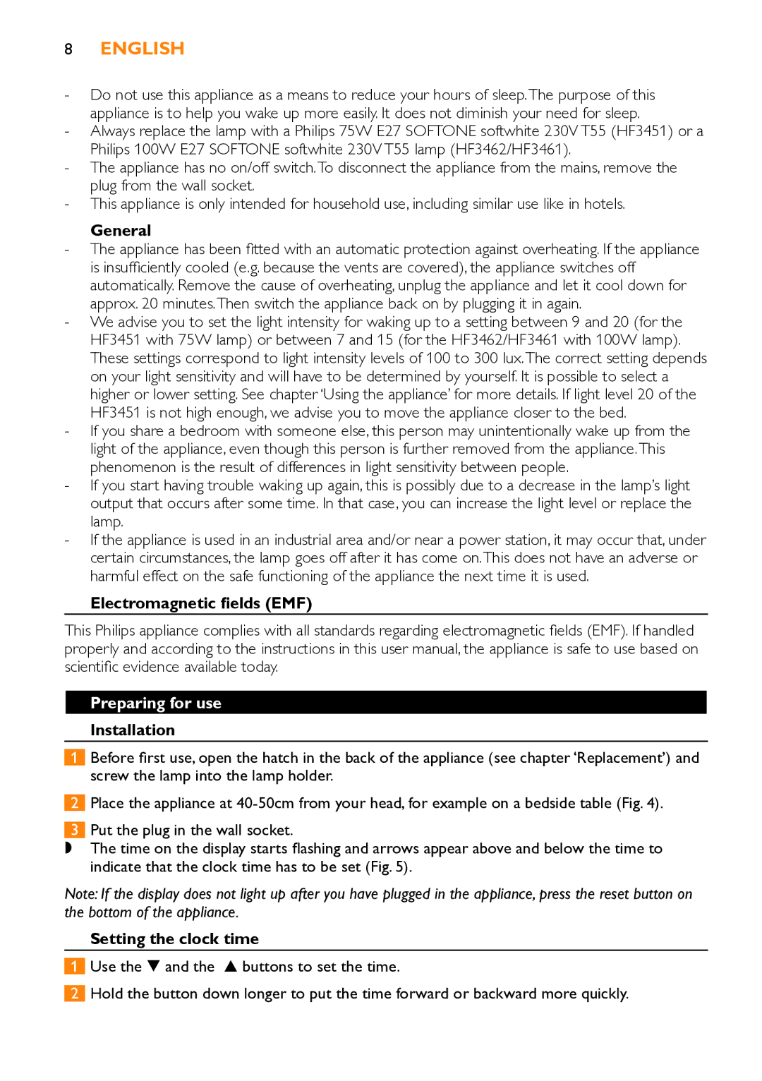 Philips HF3451 manual  English, Preparing for use 