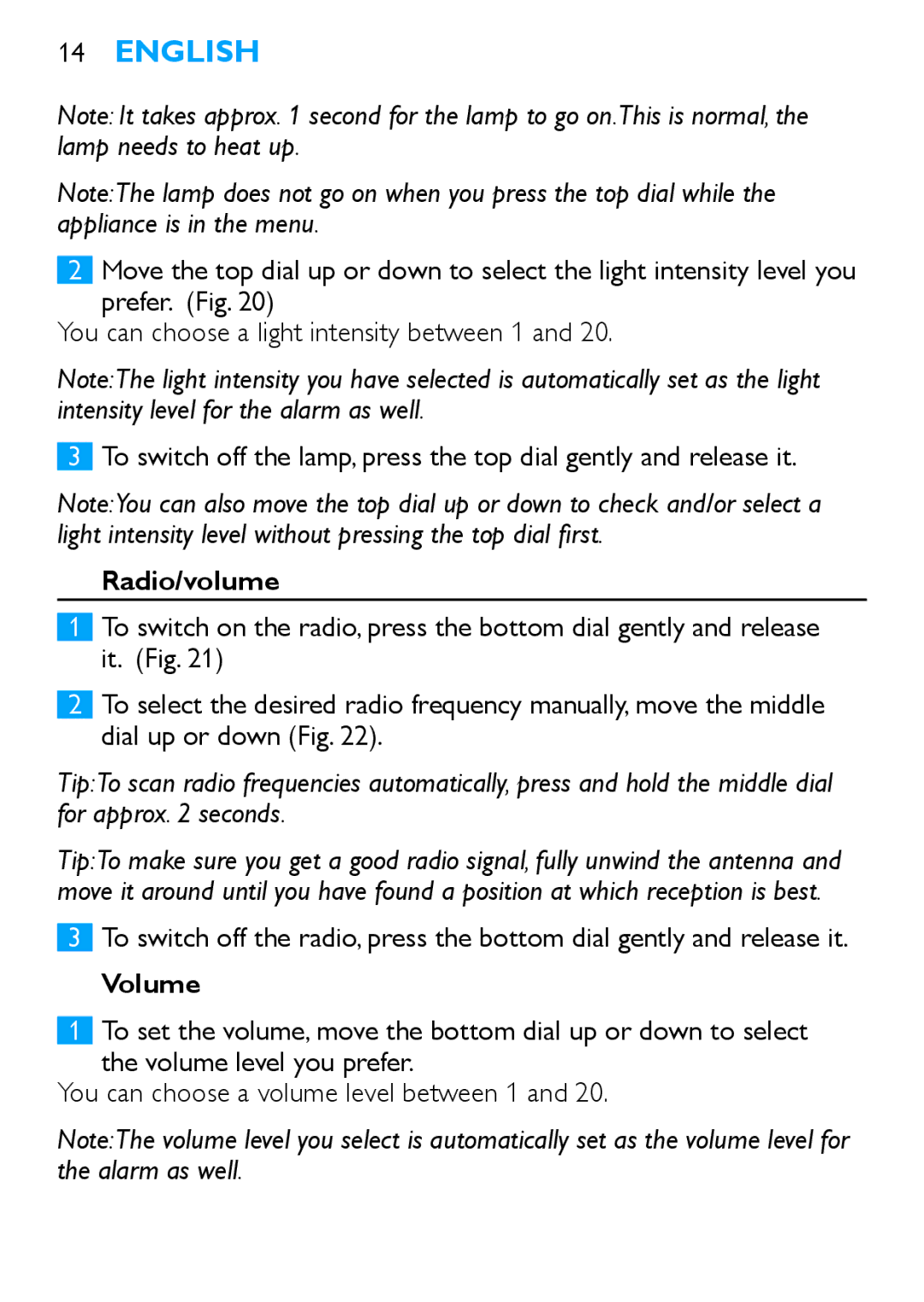 Philips HF3480 manual Radio/volume, Volume 