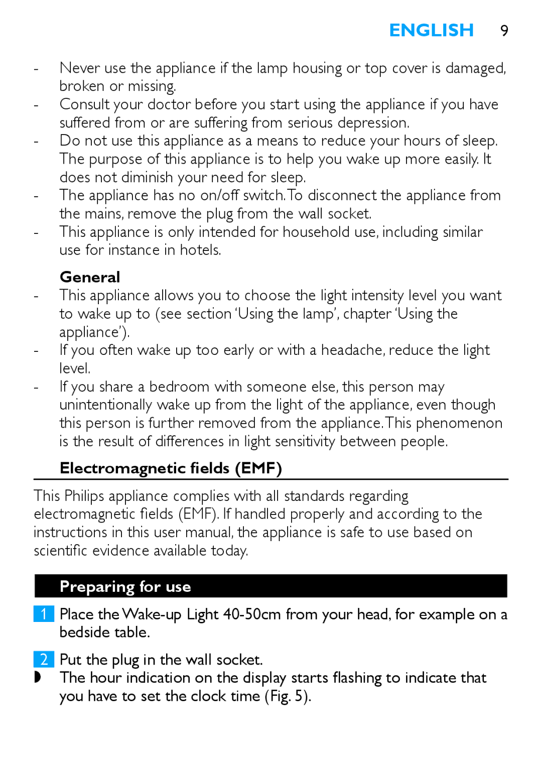 Philips HF3480 manual General, Electromagnetic fields EMF, Preparing for use 