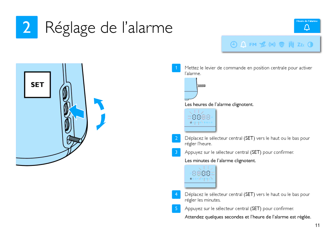 Philips HF3480/60 quick start Réglage de l’alarme 