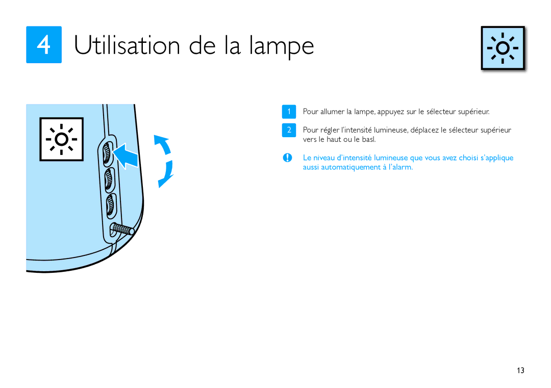 Philips HF3480/60 quick start Utilisation de la lampe 